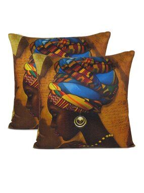 Oussum Farmhouse Cushion Cover Lady Tribal Printed Pillow Case Set of 2